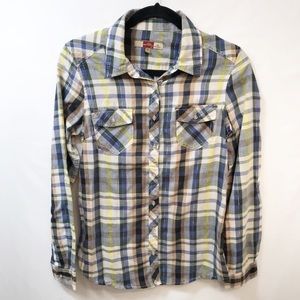 Ashley by 26 International Plaid Button Down Womens Flap Pocket Western‎ Cowgirl